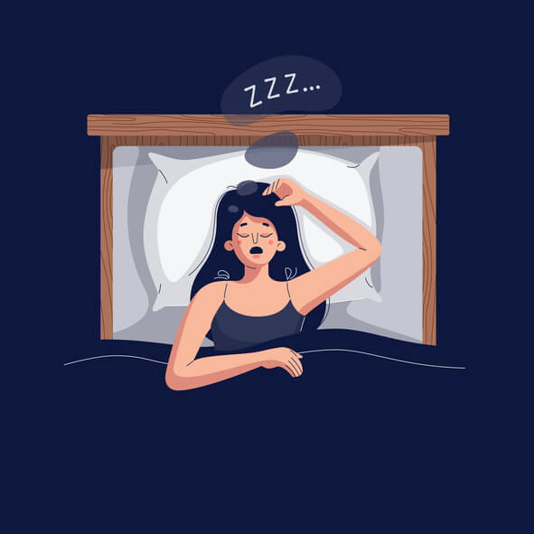 illustration of a woman having difficult sleep