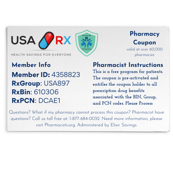 USA Rx Pharmacy Discount Card Powered by Pharmacists.org